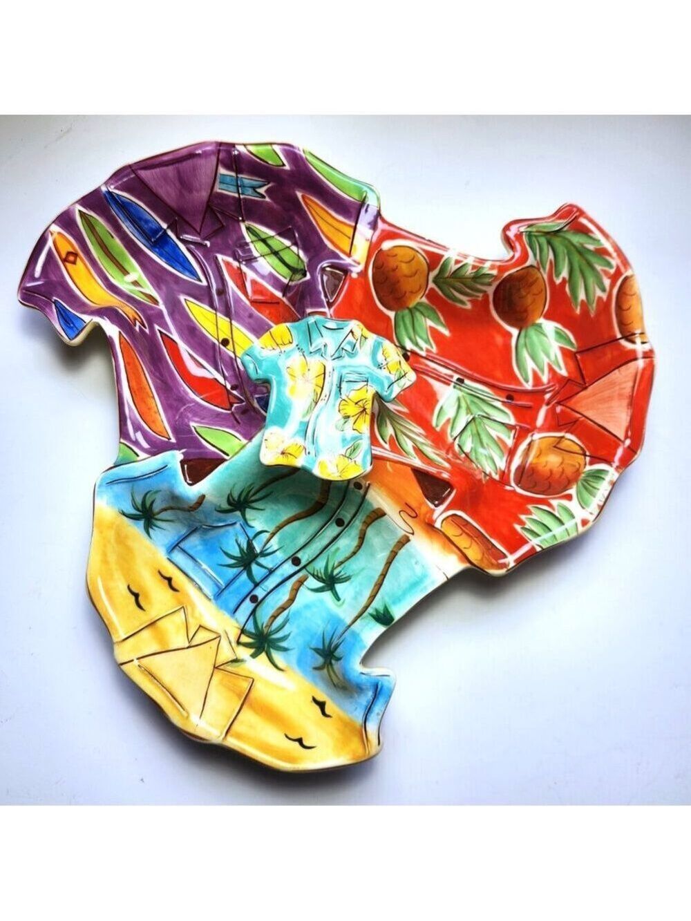 Vintage Hand‑Painted Studio Pottery Dish – Colourful Abstract Ceramic Art